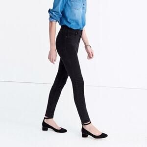 Madewell Velvet Skinny Pants WOMENS 32 Black High Rise Soft Flocked Stretch
